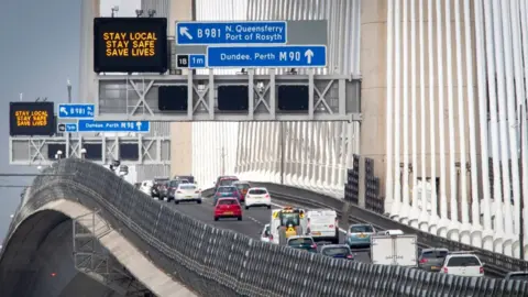 PA Media signs on the Queensferry Crossing