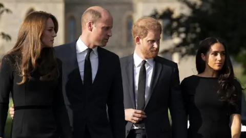 PA Media The Princess of Wales, the Prince of Wales and the Duke and Duchess of Sussex