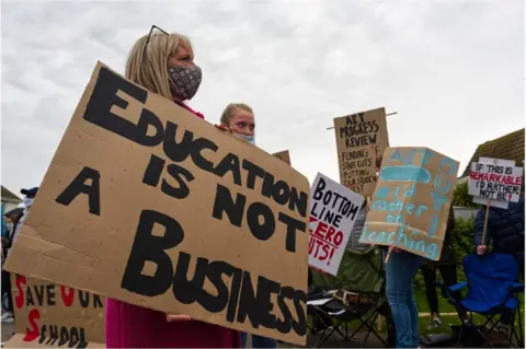 BBC Teachers on strike outside the Frinton campus