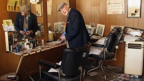 Getty Images Aaron Biber's barber shop