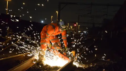 Network Rail Engineer working on the railway