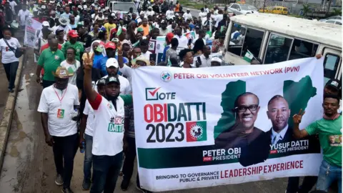 AFP Peter Obi banner and supporters