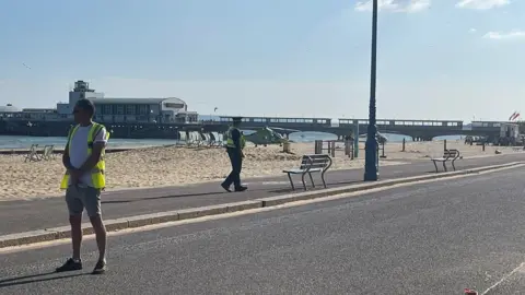 Air ambulances on Bournemouth beach