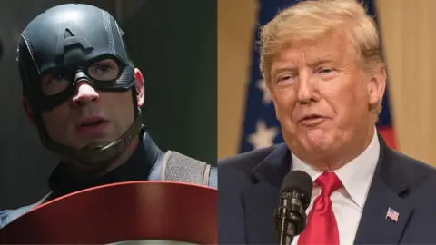 Alamy/Getty Captain America and President Donald Trump