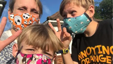 Jo Millburn Family wearing masks