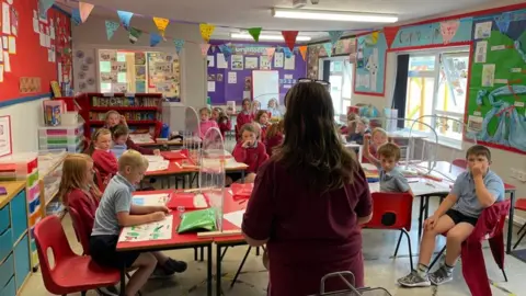 Eleri Samson with her year three and four class