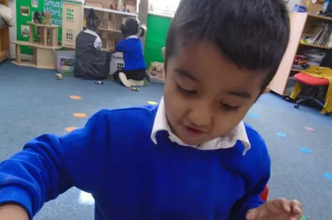 Oakridge School and Nursery Muhammad learning at Oakridge School and Nursery in High Wycombe.