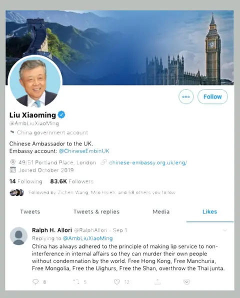 Twitter Tweet liked by the ambassador