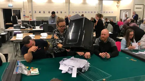 Andrew Sinclair/BBC Election count in Harlow