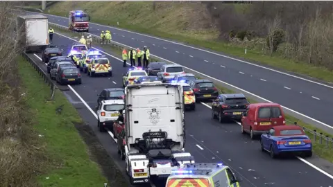 scene of crash on A55