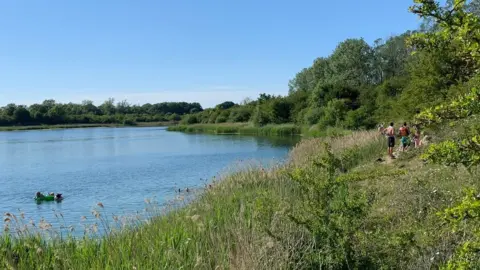 BBOWT Unauthorised swimmers at Calvert Jubilee, Buckinghamshire