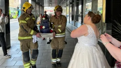 Kathryn Bradfield Firefighters with cake