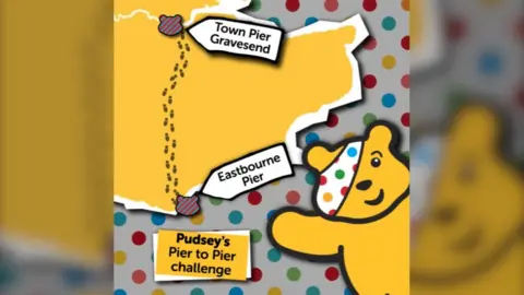 Pudsey Bear and graphic map