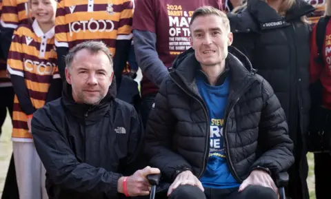 PA Media Former football players Marcus Stewart (left) and Stephen Darby, who have been diagnosed with motor neurone disease