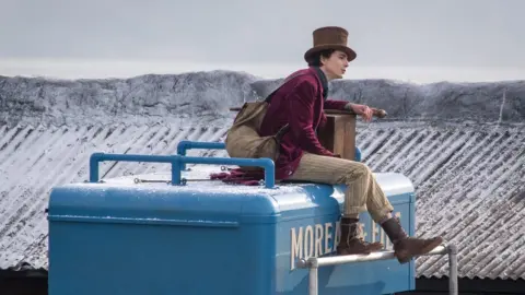 Finnbarr Webster/Getty Images Timothée Chalamet as Willy Wonka