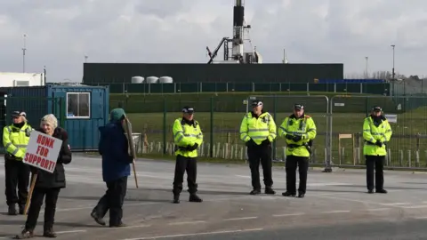 Getty Images Protests at Preston New Road