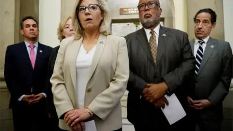 Reuters Republican Liz Cheney speaks alongside Democratic committee members