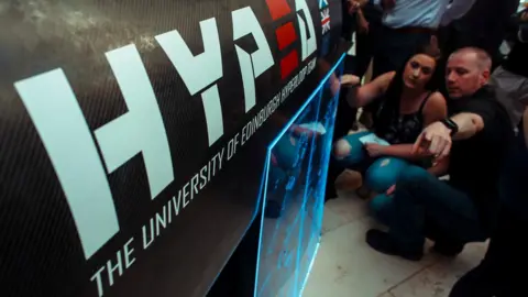 CALLUM BENNETTS The University of Edinburgh Hyperloop Team HYPED, launch the latest version of their pod design during an event at the National Museum of Scotland.