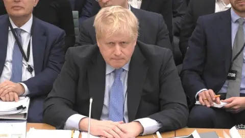 House of Commons/UK Parliament Boris Johnson giving evidence to the Privileges Committee