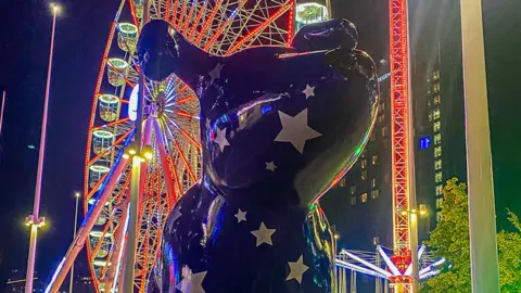 Central BID Birmingham Starry Night Snowdog in Centenary Square