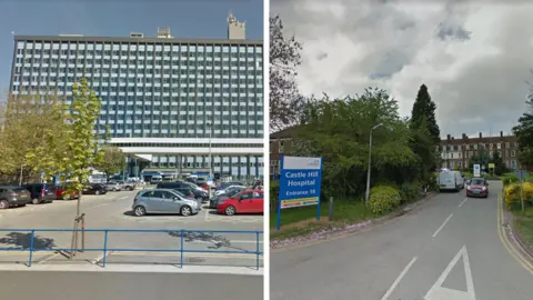 Google Hull Royal Infirmary (L) and Castle Hill Hospital (R)