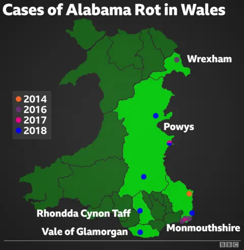 Map of cases in Wales