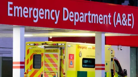 Getty Images Ambulance arriving at an A&E department