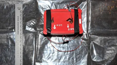 PSNI A crudely made bomb is contained within a plastic box