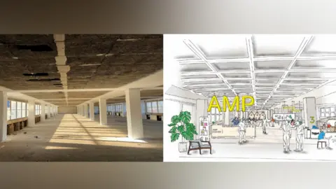 West Northamptonshire Council An old bus station to the left, and an image of how the site could look