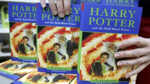 Getty Images Harry Potter and the Half-Blood Prince books on display in a shop