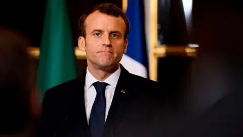 AFP France's President Emmanuel Macron during a joint press conference in Paris