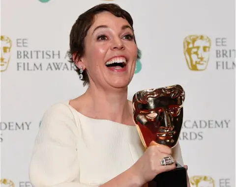 Reuters Olivia Colman with her Bafta Award