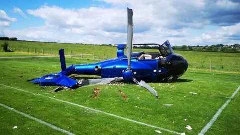 Oxfordshire Fire and Rescue Service  The crashed helicopter