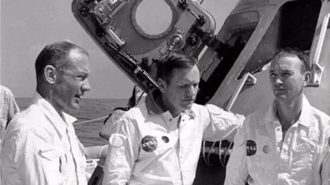 PA Media Buzz Aldrin, Neil Armstrong and Michael Collins