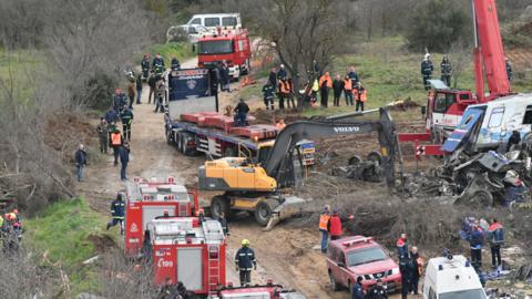 Greece train crash: Pictures of devastation as dozens killed - BBC News
