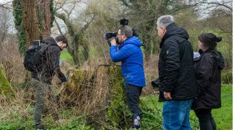 The director and crew filming in Box, WIltshire