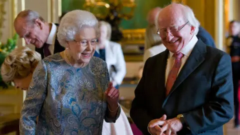 WPA Pool/ Getty Images President Higgins with the Queen