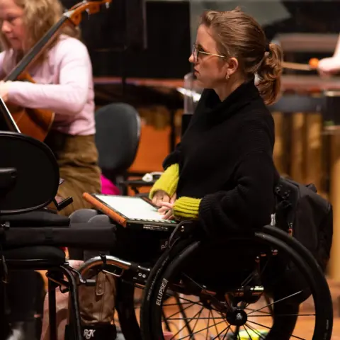 camelia read BSO Resound and RNS Moves in rehearsal at Lighthouse Poole