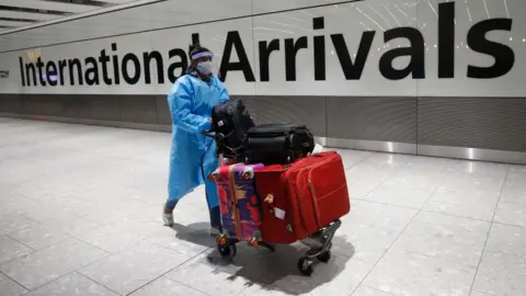 Getty Images Traveller at Heathrow