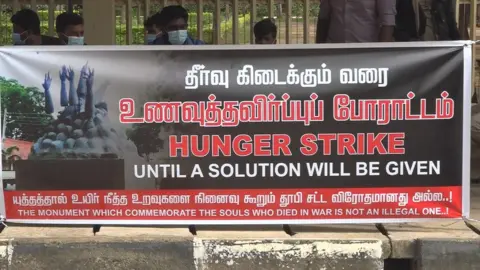 Jaffna University Students Hunger strike banner