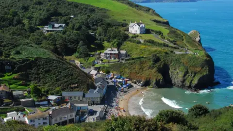 Getty Images A view over the beach at Llangrannog, Ceredigion