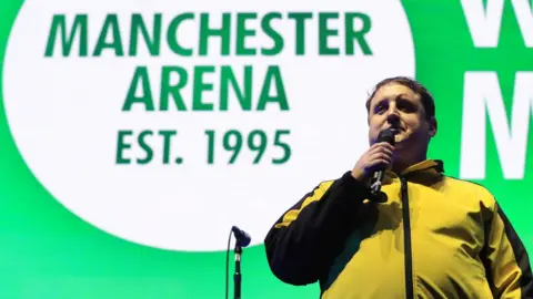 Getty Images Peter Kay during the We Are Manchester charity concert at the Manchester Arena on September 9, 2017, held to honour those affected by the May 22 Manchester Arena bombing.