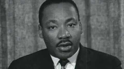 Martin Luther King speaking in London for the first time in October 1961, at Bloomsbury Central Baptist Church.