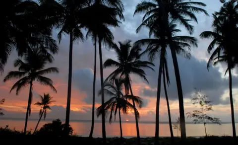 Sunset at a beach in Zanzibar, the island where anti-vaxxers have proposed setting up an unvaccinated holiday resort.