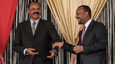 Getty Images Eritrea's leader, Isaias Afwerki, and Ethiopian Prime Minister Abiy Ahmed