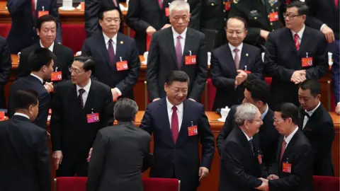 Getty Images President Xi with his colleagues