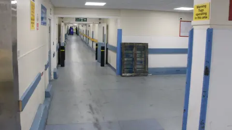 North tees hospital A view of one of the corridors with worn out floors