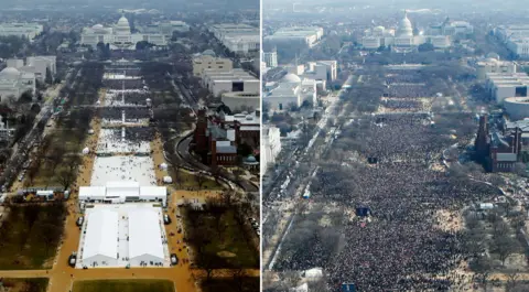 Reuters Aerial shots of Trump and Obama events