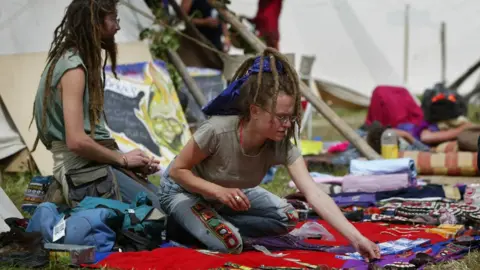 Getty Images Sellers at Glastonbury 2002