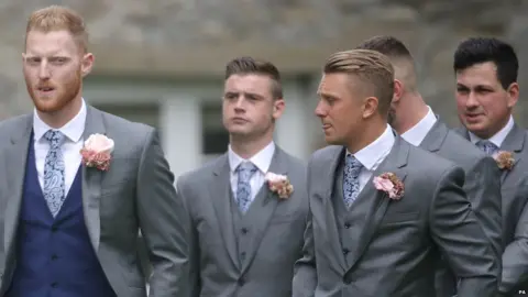 PA Ben Stokes and ushers